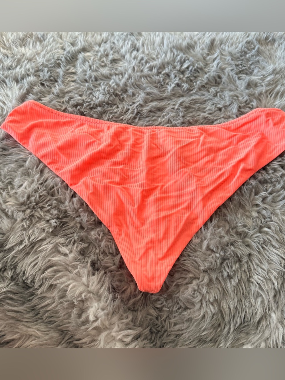 Curvy Beach neon coral rib cheeky bottom 2x